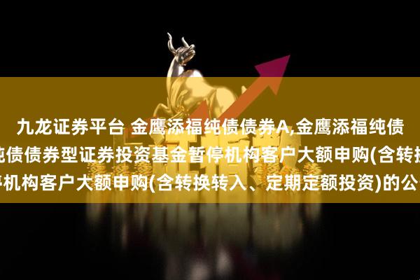 九龙证券平台 金鹰添福纯债债券A,金鹰添福纯债债券C: 关于金鹰添福纯债债券型证券投资基金暂停机构客户大额申购(含转换转入、定期定额投资)的公告