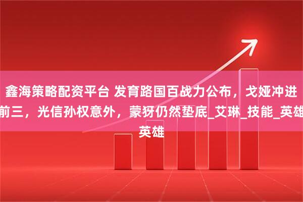 鑫海策略配资平台 发育路国百战力公布，戈娅冲进前三，光信孙权意外，蒙犽仍然垫底_艾琳_技能_英雄